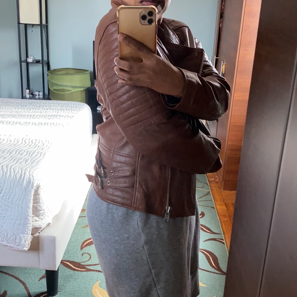 Barney’s deep tan real leather jacket - Picture 11 of 14